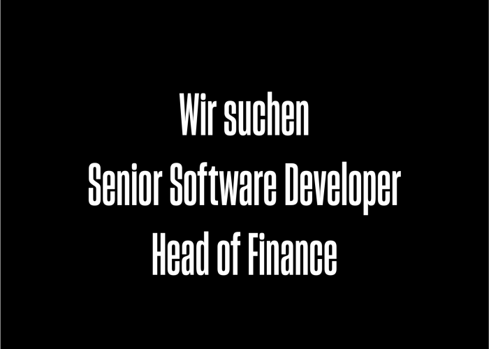Head of Finance / Senior Software Developer gesucht